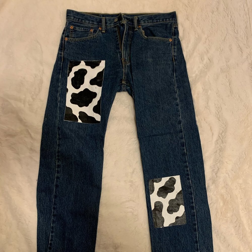 Asymmetrical Cow Print Levi's Mens Jeans